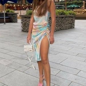 Zara tie dye midi satin dress